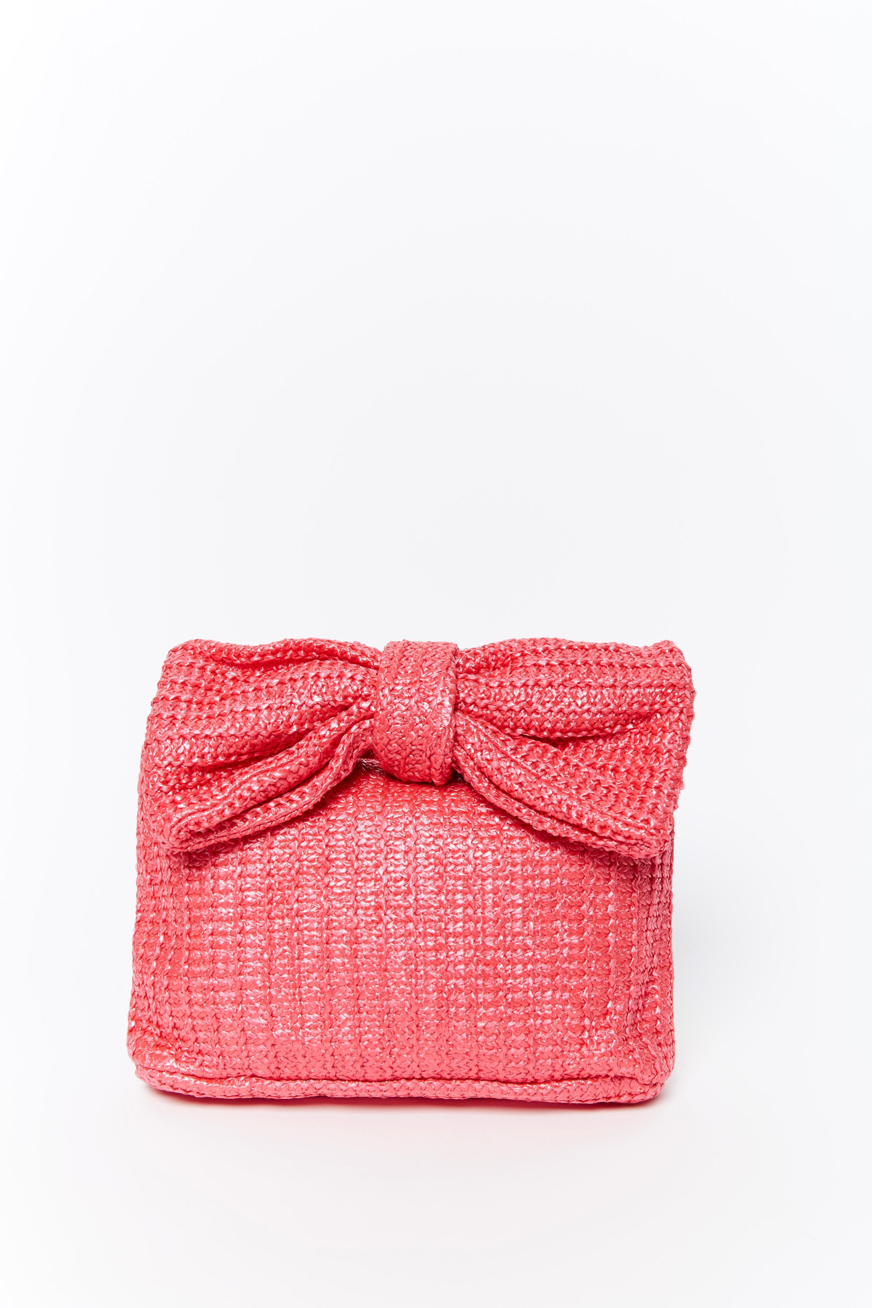 Pink Straw Clutch Purse