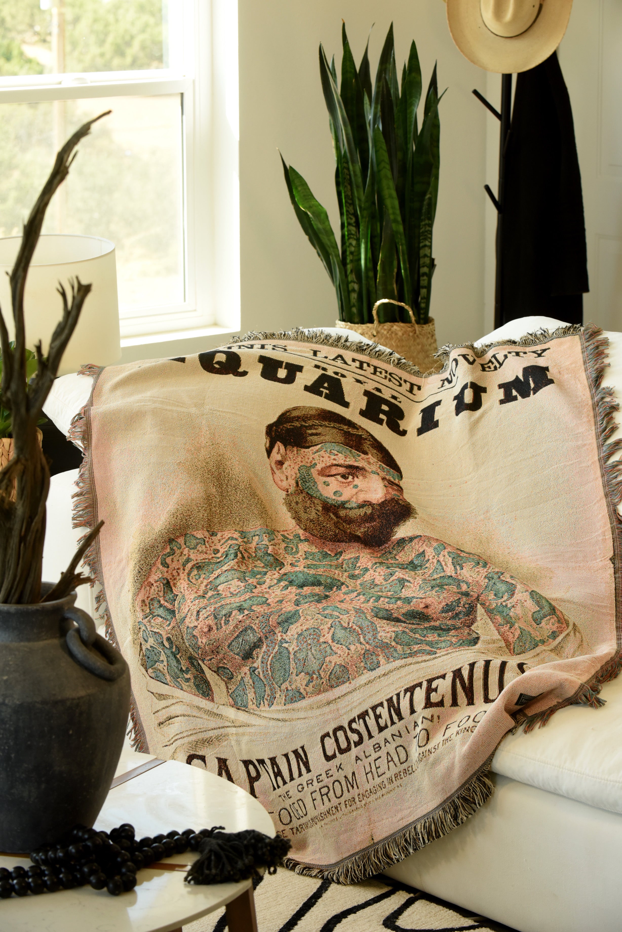 The Tattooed Man’s Beach, Home Decor, Picnic Throw Blanket