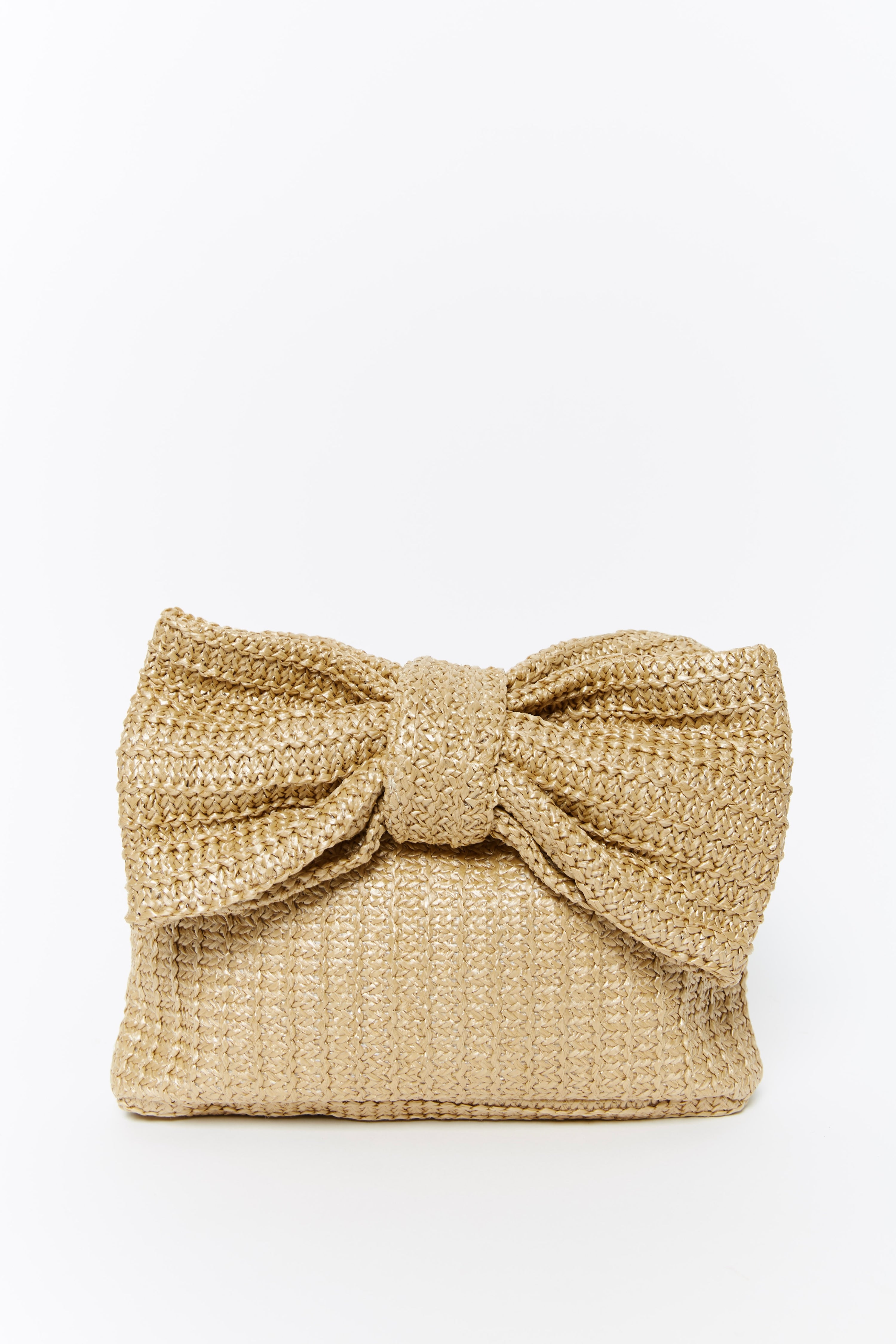 Beige Straw Clutch Purse