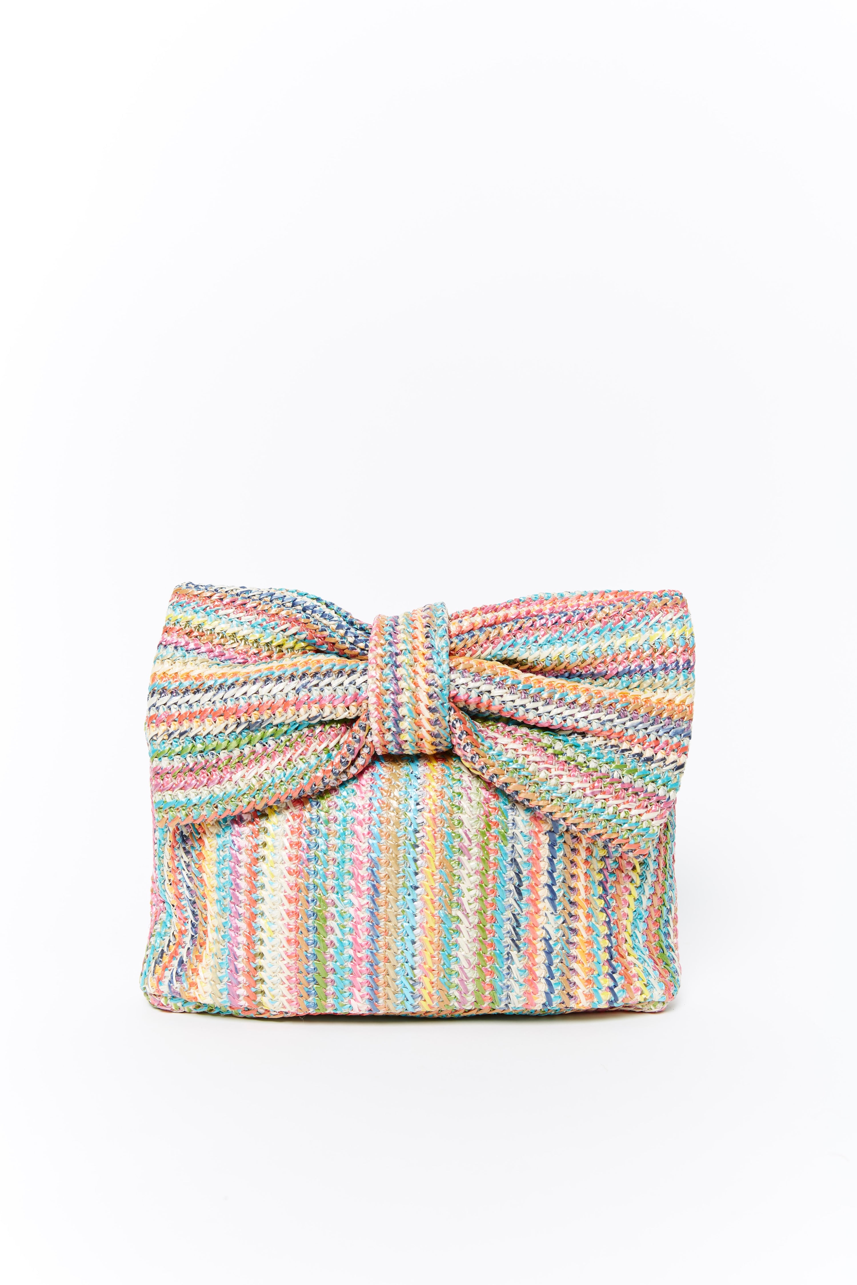 Rainbow Straw Clutch Purse